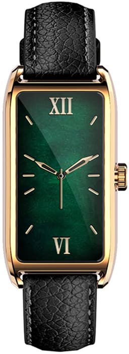 WizBay Premium Select® 1.13 Inch AMOLED Smartwatch Goud met Zwarte Leren Band – Hartslag, Bloeddruk SpO₂ Monitoring – Fitness Tracker – Elegant Vierkant Design – Android iOS — thumbnail 3