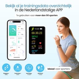 Siltcon® Stappenteller Horloge - Activity Tracker Pro - Hartslagmeter – Bloeddrukmeter - Slaapmonitor - Saturatiemeter – Sporthorloge – Smartwatch Dames, Heren & Kinderen - Universeel - RVS - Elke pols - Incl. 2 Bandjes — thumbnail 4