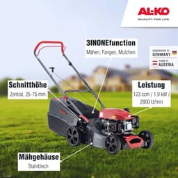 Benzine-grasmaaier met centrale hoogteverstelling, 42 cm maaibreedte, 1,9 kW motorvermogen, voor gazons tot 800 m² — thumbnail 3