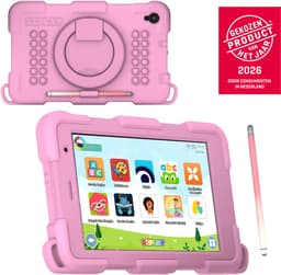 DEPLAY Kindertablet SMART 5 – Android 15 - 64GB Opslag - 4GB RAM – Kidsproof Tablet – Ouder controle – Vanaf 2+ Jaar – 8 Inch – Met Pen, Beschermhoes, Keycord & Blauwlicht Screenprotector – 5000 mAh Batterij – Roze — thumbnail 1