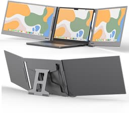 VisionMate Portable Monitor 15.6 inch Tri-screen - 1 Kabel Variant - Draagbare Monitor voor Laptop - USB-C & USB - Extra scherm laptop - Icd Display - Draagbaar laptop beeldscherm uitbreider - Plug & Play — thumbnail 1
