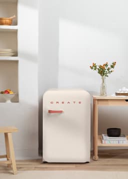 CREATE - Koelkast in retrostijl - Gebroken wit - Handvat Terracotta - FRIDGE RETRO 107L — thumbnail 4