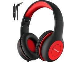 EarFun K1 Kids - Bedrade Kinderkoptelefoon - 85 dB Volumebegrenzing - Microfoon - Opvouwbaar - Zwart-Rood