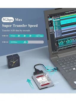 SATA naar USB 3.0 Adapter voor 2.5 inch SSD/HDD - Externe Converter en Kabel — thumbnail 5