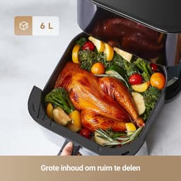 SNJY® Airfryer XXL - Airfryer Dubbel - Heteluchtfriteuse - Airfryer Dubbele Mand - 6L - 50 ℃-230 ℃ - Zwart — thumbnail 2