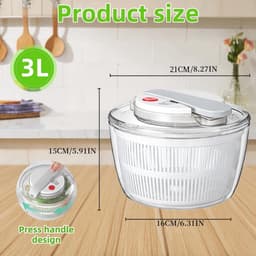 Multifunctionele Saladewasmachine - Keukensaladespinner met Afdruiprek en Vergiet — thumbnail 4