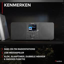 DAB radio met Bluetooth - Audizio Genua - DAB+ radio, FM radio - Auto scan - Donkergrijs — thumbnail 4
