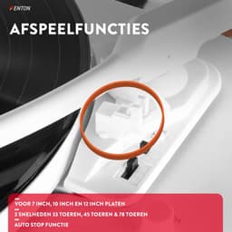 Platenspeler Bluetooth (in/uit) - Fenton RP162W - retro platenspeler met speakers (stereo) en mp3 speler - Wit — thumbnail 4