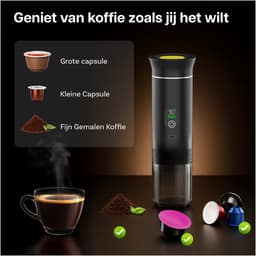 Draagbaar Koffiezetapparaat voor Onderweg van MMOBIEL - 12 Volt Portable Koffiemaker Camping- Oplaadbaar USB-C - Koffiecups & Gemalen Koffie Espresso - Lungo - Nespresso - Camping Gadget — thumbnail 5
