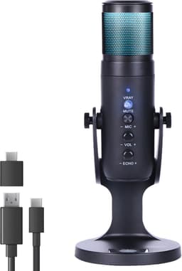 Nuvance USB Microfoon met Standaard - voor PC en Gaming Microfoon - Streaming Microphone - RGB — thumbnail 1