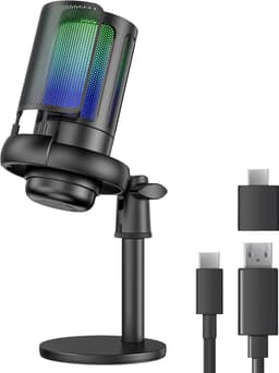 Nuvance Microfoon - Gaming Microfoon met Usb en Aux – Voor Pc en Console met Ruisonderdrukking - Microfoons - Mic - Rgb - Zwart — thumbnail 1