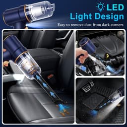 Handstofzuiger voor auto's — 8000 zuigkracht — stofzuiger — luchtstoffer — 120 watt hoog vermogen — speciale stofzuiger voor auto's met led-verlichting — met meerdere sproeiers — ideaal voor thuis, op kantoor, in dierentuinen. — thumbnail 5