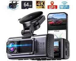OYLCDI Dashcam Auto - 2-Kanaals 4K + 1080P Autocamera - GPS - 3,16 inch Scherm - Wi-Fi - Timelapse - App-bediening - 140° Ultragroothoek - Super Nachtzicht - G-sensor - Loop-opname - WDR