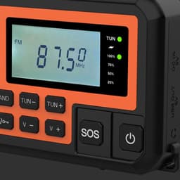 Opwindbare Noodradio oranje - oplaadbaar - zaklamp - noodpakket - USB-C en solar - Powerbank 4000 mAh- USB-C kabel - SOS alarm - Noodpakket - — thumbnail 3