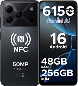 DOOGEE Note 56 Plus - Smartphone - Telefoon - 48 GB RAM+ 256 GB ROM (2TB/TF) - 50 MP camera - 6150 mAh/18W - 6.56 inch 90Hz - Gemini AI - Widevine L1 - NFC - Face ID - Vingerafdruk - GPS - Zwart — thumbnail 1