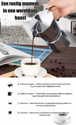 Kraftverdia Moka Express - Percolator - Moka Pot 300 ml 6 kops - Aluminium - Espresso maker — thumbnail 3