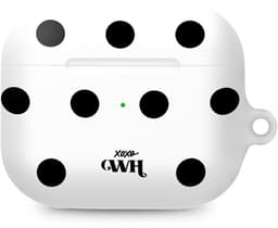 xoxo Wildhearts hoesje geschikt voor AirPods Pro 3 - Polka Dots (Wit) - Ook als telefoonhoesje verkrijgbaar - schokbestendige case - koptelefoonhoesje - Beschermhoes met stippenpatroon - Wit met zwart stippen — thumbnail 1