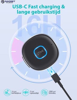 Gadgetplace Bluetooth Receiver Incl. 3.5MM AUX - BT 5.0 - Bluetooth Ontvanger - Handsfree Bellen - Bluetooth Audio Receiver - Bluetooth via AUX — thumbnail 3