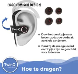 TwinQ Draadloze In-ear Bluetooth Sport Oordopjes - Voor hardlopen of fitness - Zwart — thumbnail 2