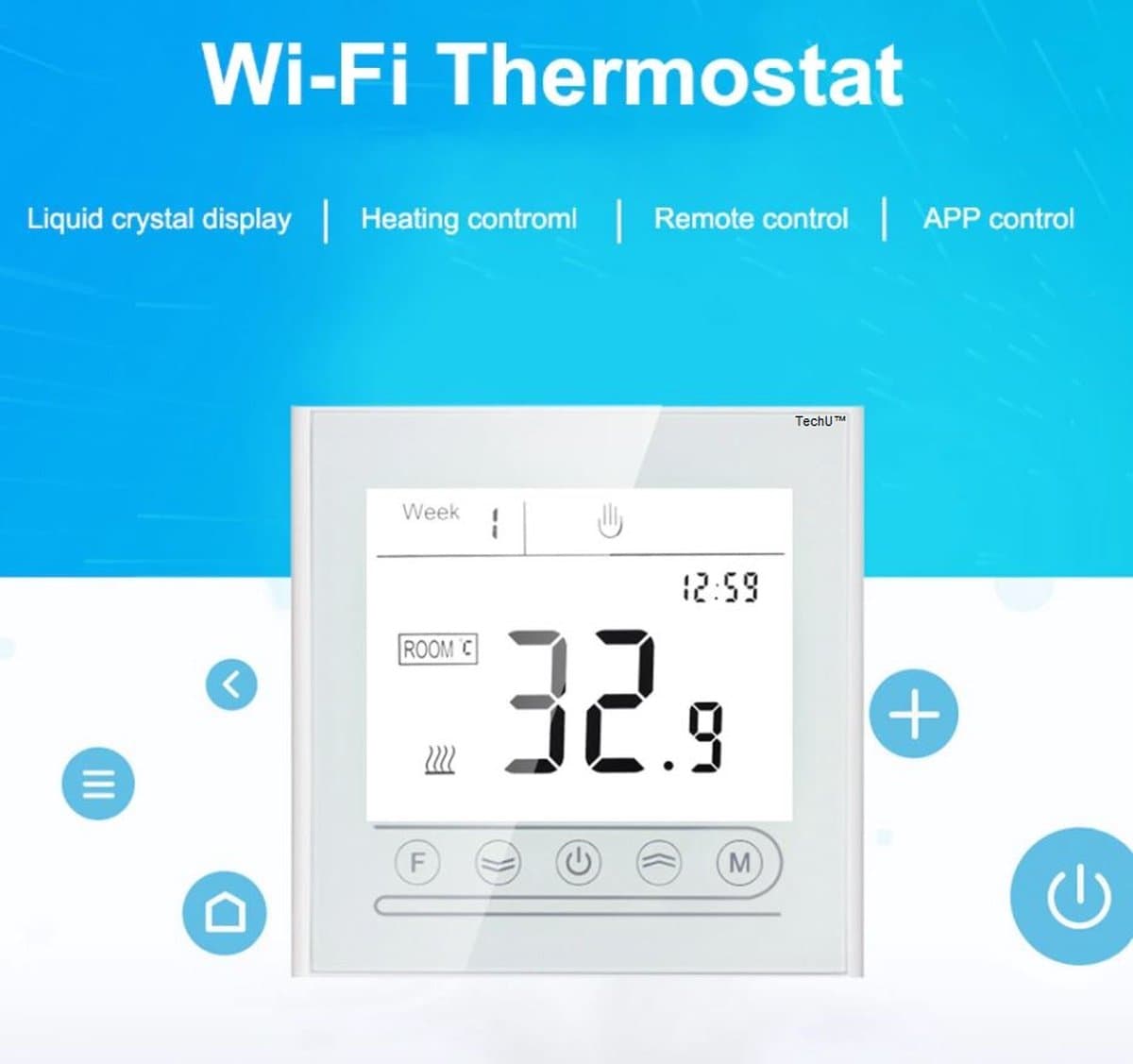 TechU™ Slimme Thermostaat Optimum – Alleen voor CV-ketel – Wit – App & Wifi – Google Assistant & Amazon Alexa — afbeelding 1