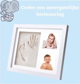 Baby Fotolijstje met Klei Afdruk - Hand/Voet Afdruk - Fotolijst Gipsafdruk - Kraamcadeau - Baby cadeau meisje/baby cadea jongen - Geboorte cadeau/Kraam cadeau - Kraammand - Kerst Cadeautje — thumbnail 2