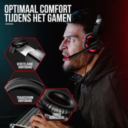 Strex Gaming Headset Met Microfoon - Geschikt Voor PC / PS4 / PS5 / Xbox / Switch - Game Koptelefoon Met Draad - Rood — thumbnail 4