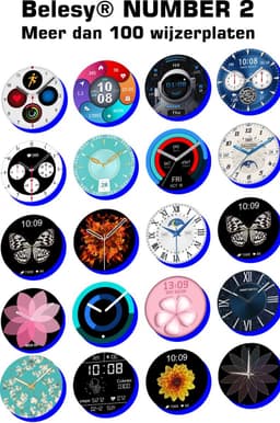 Belesy® NUMBER 2 - Smartwatch Heren – Smartwatch Dames - Horloge – Stappenteller – Calorieën - Hartslag – Sporten - Splitscreen - Kleurenscherm - Full Touch - Bluetooth Bellen – Staal – Milanees - Zilver - Moederdag — thumbnail 5