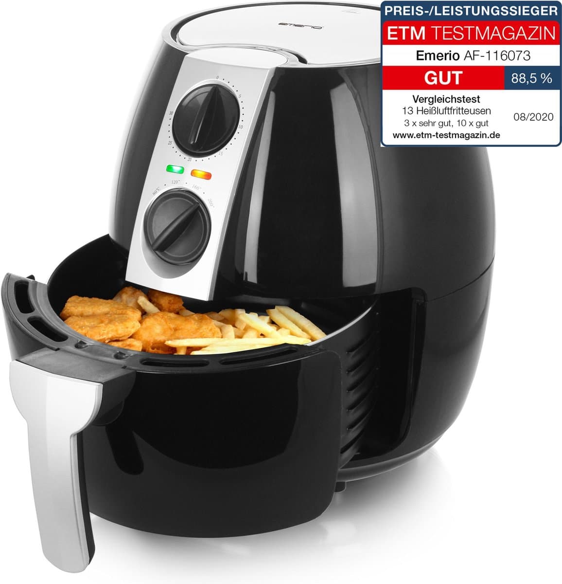 Emerio AF-116073 Smart Fryer 4.5L 1500W Zwart/Zilver — afbeelding 1