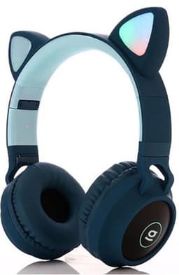 Kinder hoofdtelefoon - koptelefoon kinderen Bluetooth met led kattenoortjes blauw — thumbnail 1