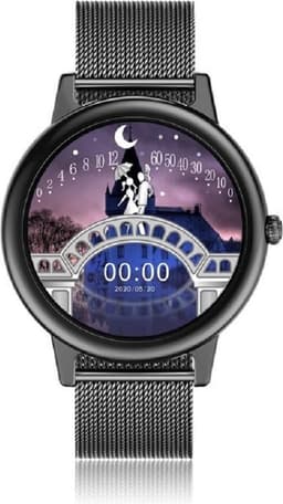 Darenci Smartwatch Feather Pro - Smartwatch dames - Smartwatch heren - Activity Tracker - Touchscreen - Stalen band - Dames - Heren - Horloge - Stappenteller - Bloeddrukmeter - Verbrande calorieën - Zwart - Spatwaterdicht — thumbnail 1