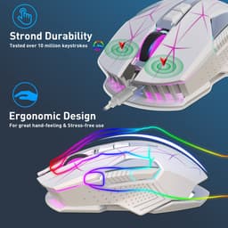 HXSJ T300 2.4G Draadloze Gaming Muis - Computermuizen - Ultra licht - Compact Voor Onderweg - RGB Verlichting - Wit — thumbnail 4