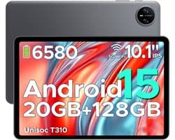 DOOGEE Tab A9 Pro -Tablet-Android 15- 10,1 inch HD IPS -24GB ROM+128GB ROM（2TB TF）-BT5.0-6580mAh/18W-Dubbele luidsprekers-Face ID-5G Wi-Fi-A GPS-GPS-Grijs