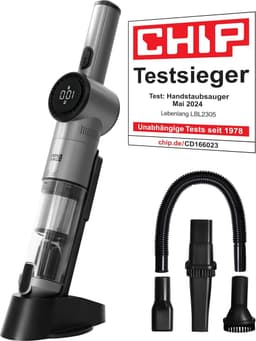 LEBENLANG - Handstofzuiger - Kruimeldief - Draadloos – Handstofzuiger auto - Kruimeldief auto - 17000PA – Met Lithiumbatterij & Oplaadstation – Kruimeldief snoerloos – Voor Auto & Dierenharen — thumbnail 1