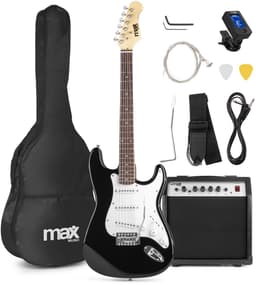 Elektrische gitaar met gitaar versterker - MAX Gigkit - 4/4 - Perfect voor beginners - incl. gitaar stemapparaat, gitaartas en plectrum - Zwart — thumbnail 1