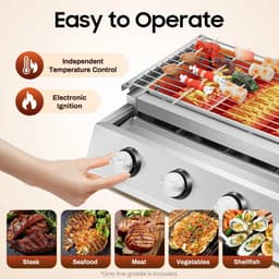 Paco Goederen® 4-branders BBQ-propaangasgril - Roestvrij Staal - Draagbare LPG - Tafelmodel - In Hoogte Verstelbare Gasgrill- Tuin Terras Balkon Camping - Afneembare rookloze barbecuegrill - Snelle opwarming — thumbnail 5