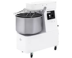 HENDI spiraalmixer met vaste kom 22 liter - rvs kom en gelakte stalen behuizing - 38,5x67x72,5 cm - wit - 2 snelheden, timer - voor deeg in bakkerij en pizzeria