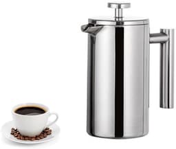 350ML roestvrijstalen French Press koffiezetapparaat - Hoogwaardig French Press koffiezetapparaat - met drievoudig roestvrijstalen filter - Snel koffiezetapparaat - Geschikt voor thuis, op reis, op de camping (zilver) — thumbnail 1