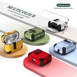 Sounix Hoesje geschikt voor Airpods Pro 1 / 2 - Met schoonmaak borstel - Airpods Pro Hoesje - Armor Case met Lock - Legergroen — thumbnail 5