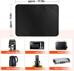 Candala Luchtfriteusemat, 30 x 45 cm - 1 mm, vuurvaste mat ter bescherming van keukenwerkbladen, accessoires voor airfryer, waterdicht, vetdicht en gemakkelijk te reinigen, zwart — thumbnail 2