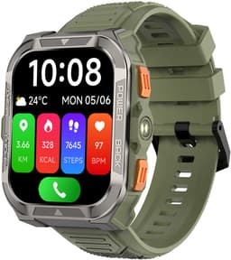 Blackview W80 Pro - Smartwatch - Bluetooth 5.3 - 900 mAh - IP68 Zwemmen - LED-zaklamp - Stappenteller - Slaapmonitor - Saturatiemeter - Groen — thumbnail 1