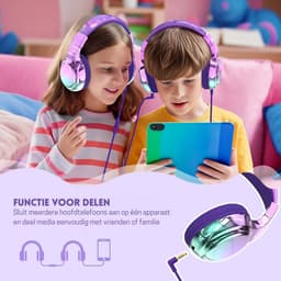 StayPowered Kinderkoptelefoon - Veilig & Comfortabel Luisteren - Volumebegrenzing 85/94 dB - Verstelbaar & Opvouwbaar - Zachte Over-Ear Kussens - Ingebouwde Microfoon - 3.5 mm Aansluiting - Paars/Blauw - Levering Sneller dan Aangegeven! — thumbnail 5