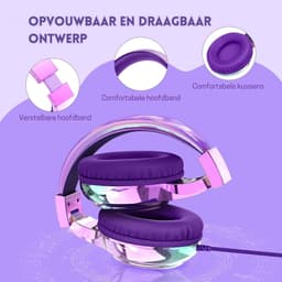 StayPowered Kinderkoptelefoon - Veilig & Comfortabel Luisteren - Volumebegrenzing 85/94 dB - Verstelbaar & Opvouwbaar - Zachte Over-Ear Kussens - Ingebouwde Microfoon - 3.5 mm Aansluiting - Paars/Blauw - Levering Sneller dan Aangegeven! — thumbnail 4