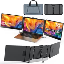 Stemap® Portable Monitor Triple - Full HD - Geschikt Voor 14” / 17,3” Tri-Screen - Laptop Scherm Uitbreider - Inclusief Beschermhoes en Kabels - 2 Jaar Garantie — thumbnail 1