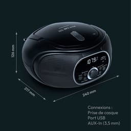 MEDION draagbare boombox E65711, CD/MP3-speler, FM, AUX, werkt op batterijen, zwart — thumbnail 3