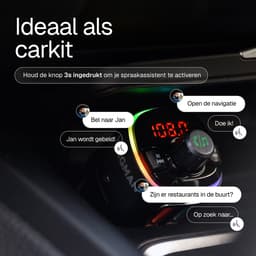 Wegman Bluetooth FM Transmitter - Carkit - Handsfree Bellen Auto - 30W Autolader USB C - Bluetooth Adapter Auto - USB Stick - USB-C Lader — thumbnail 4