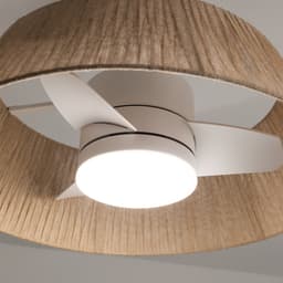 CREATE - Stille plafondventilator 25W Ø60cm met LED-verlichting - Gebroken wit - Ø60cm - Met licht - WIND LAMP NATURAL WOVEN — thumbnail 5