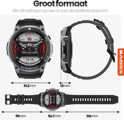 Xssive SW13 - Smartwatch Heren - 3-in-1 Robuuste Smartwatch met 2 Extra Frames - AMOLED - Bellen - Waterdicht - 7 Dagen Lange Batterijduur - Smartwatch — thumbnail 2