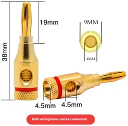 Banaanstekker – Gold plated – 24k Verguld – 4mm – Hoogwaardige Luidsprekerstekkers – 8 Stuks — thumbnail 5