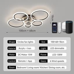Dimbare plafondlamp met ventilator, compatibel met spraakbesturing en slimme assistenten — thumbnail 2