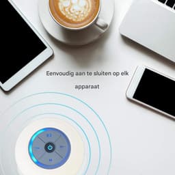 Waterdichte Bluetooth-doucheluidspreker - Draadloze draagbare audio - Ingebouwde bedieningsknoppen - Luidspreker - Sterke zuignap - Geschikt voor badkamer, zwembad, auto, strand, binnen- en buitengebruik - Wit — thumbnail 3